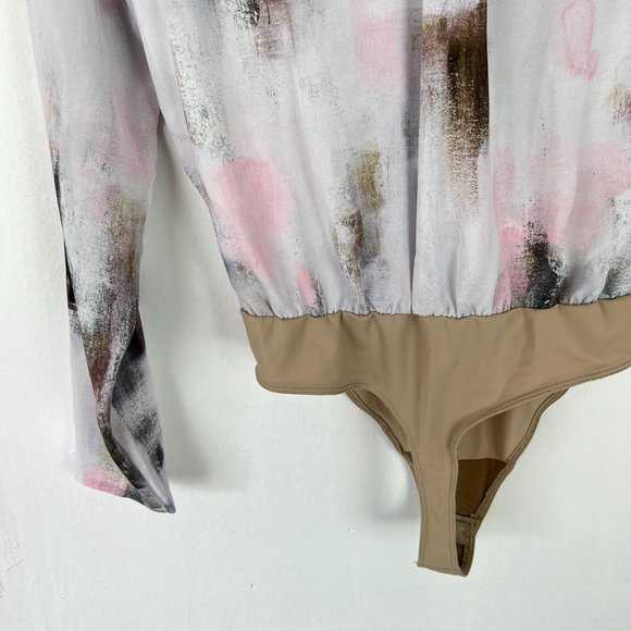 Aritzia Babaton Ambrose Bodysuit Frost Pink Dream Wrap-front Size Small S I1396 - Picture 11 of 14